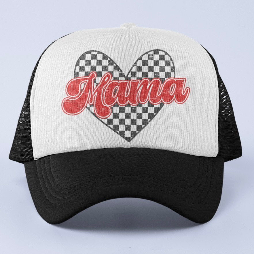 Mama Love- Checkered Foam Trucker Hat